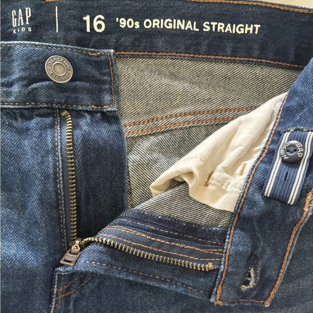 Gap Kids 90s Original Straight Jeans Youth Size 16 Dark Wash Denim